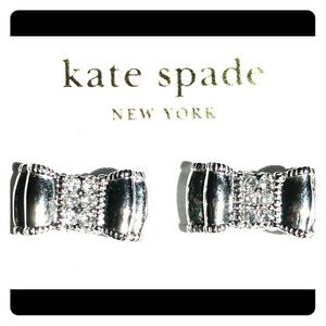 Kate Spade Take a Bow Stud Earrings Silver Crystal